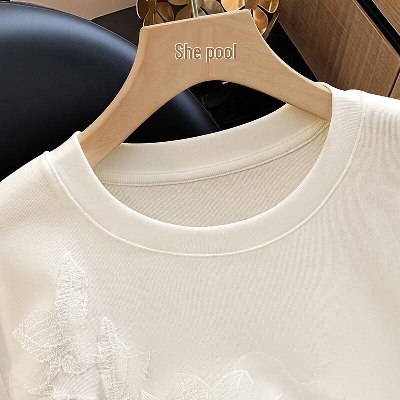 Women's Floral Embroidery Mesh T-shirt