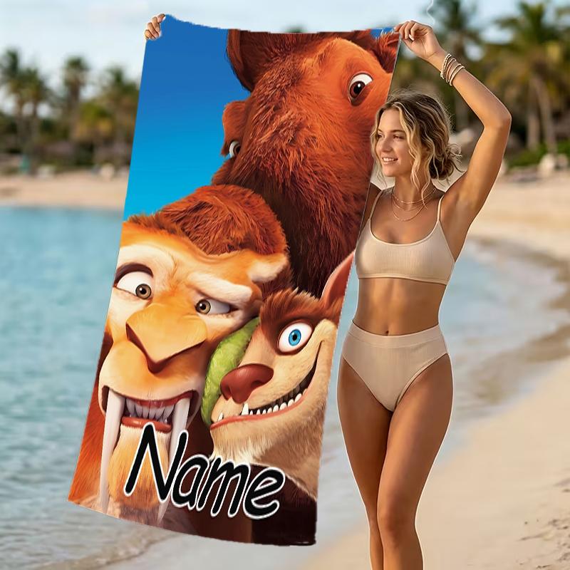 Personalisierbare Strandtücher mit Designs zum Thema Ice Age – Die Entstehung der Dinosaurier. Geeignet für den Strand, Yoga, Sport.;ideal als Strandzubehör