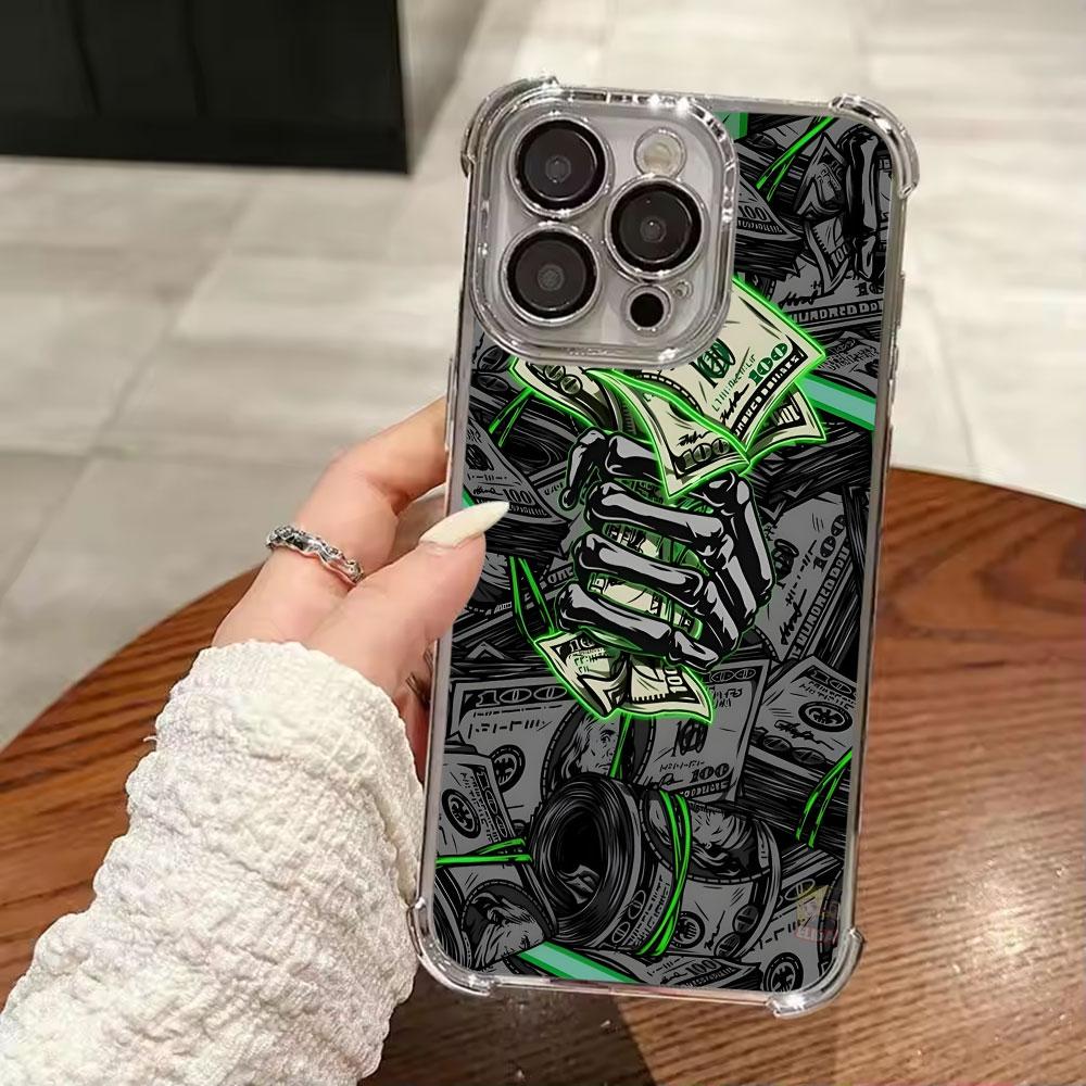 Black Dollar Time Is Money Phone Case for iPhone 11 13 15 16 17 Pro Max 14 Plus 17Air 16E 13 Pro 12 Mini 17Pro Soft Clear Cover