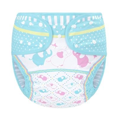 LittleForBig Adult Cloth Diaper Cover with Cute Elephant Design, Adjustable Waist and Length, Snap Closure, Leak-Proof, Breathable, Washable, Blue