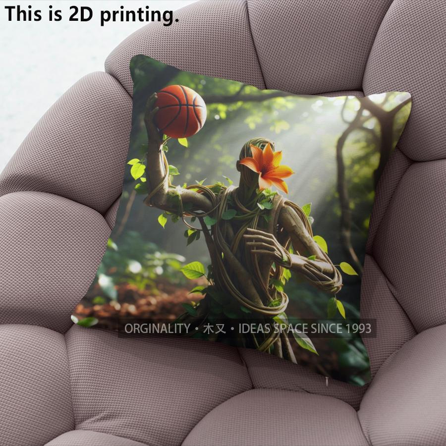 Forest Basketball Player Throw Pillow Covers Pattern Cushion Cover Suitable for Sofa Bedroom Car Pillow Cover