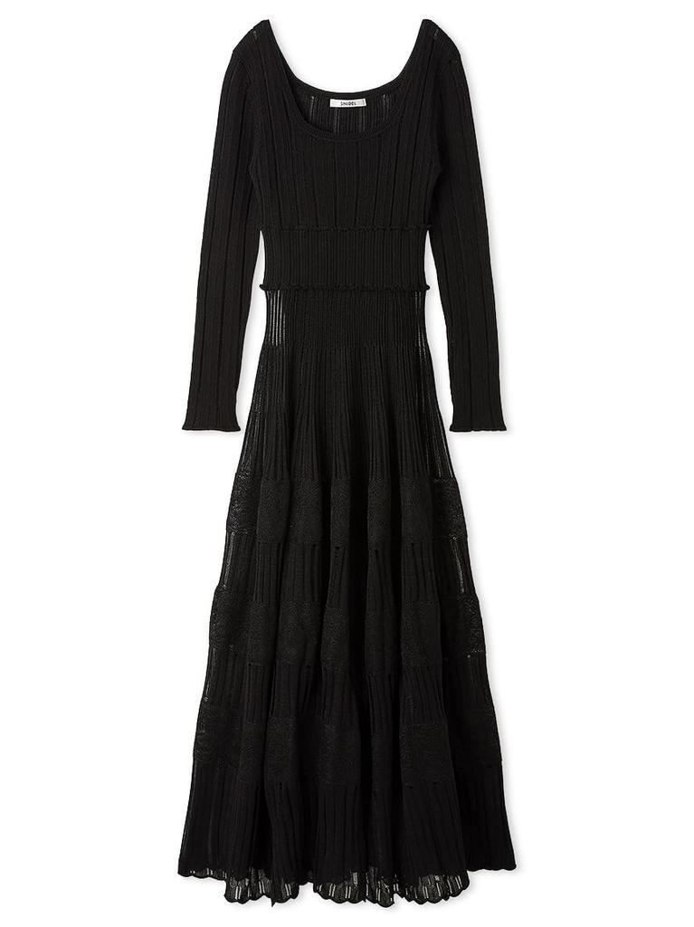 Lace Crochet Long Dress SWNO255152BLK0