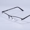 Men Blue Light Blocking Reading Glasses Metal Half Frame Prescription Eyeglasses With Spring Hinge Computer Reader +125+175