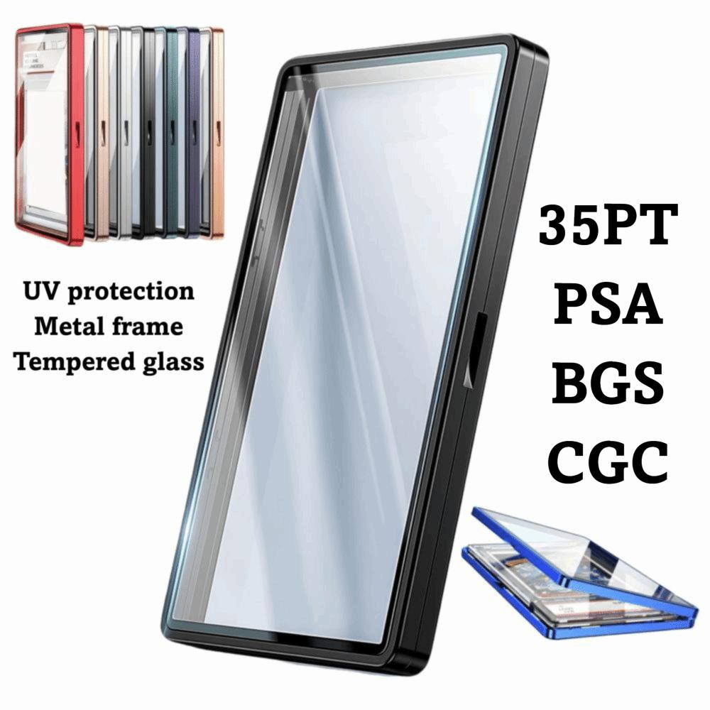 UV-Resistant Metal Slab Case High Alumina Glass Magnetic 35PT Trading Card Box Durable Card Protective Case For , BGS, CGC