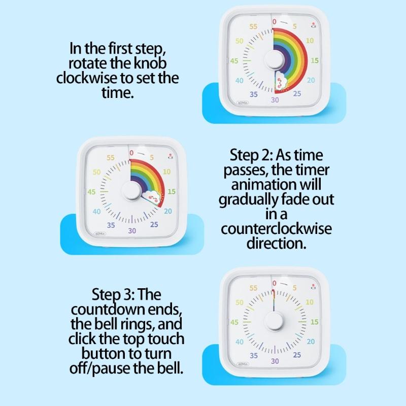 Fun Cartoon Shaped Noiseless Operation Timer For Children Learning Playtimes Practical Time Management Tool