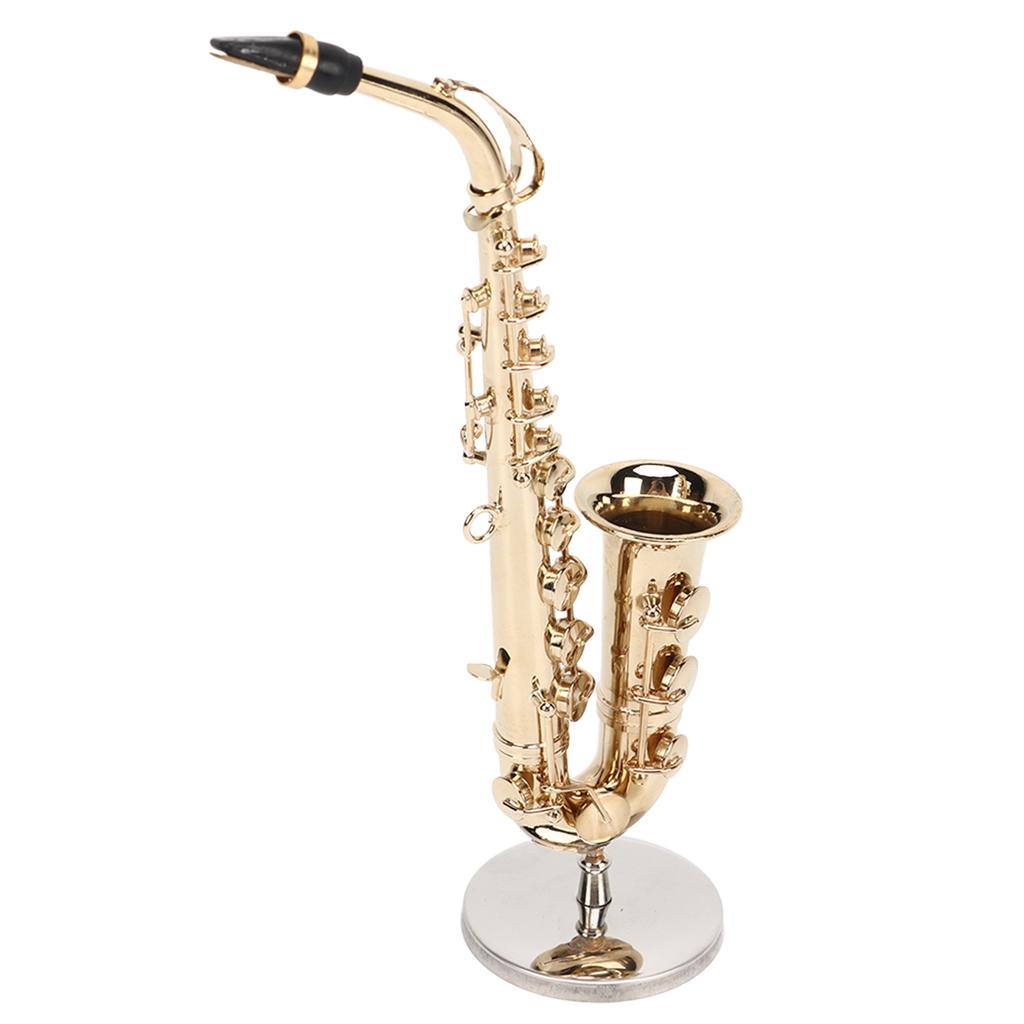 Miniatur-Altsaxophon-Replik mit Ständer und Koffer, Mini-Saxophon, Musikinstrument, Puppenhausmodell