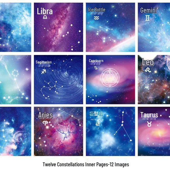 Starry Sky Origami Paper: Double-Sided Constellation Print for Kids, 12 Designs, Foldable Into Cranes and Hearts