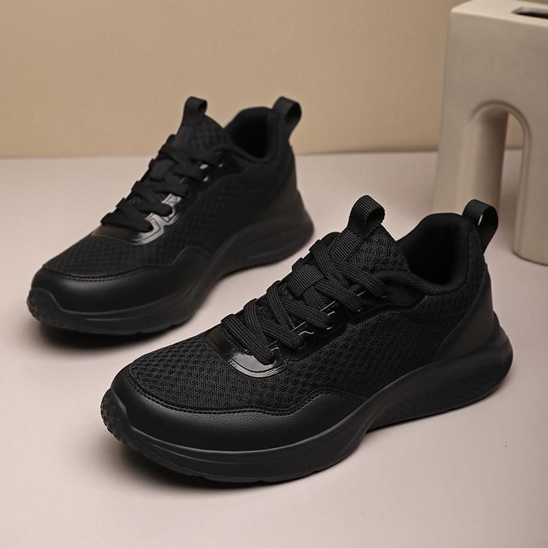 New shoes pure black mesh sneakers ultra-light soft-soled running shoes large size non-slip mother shoes