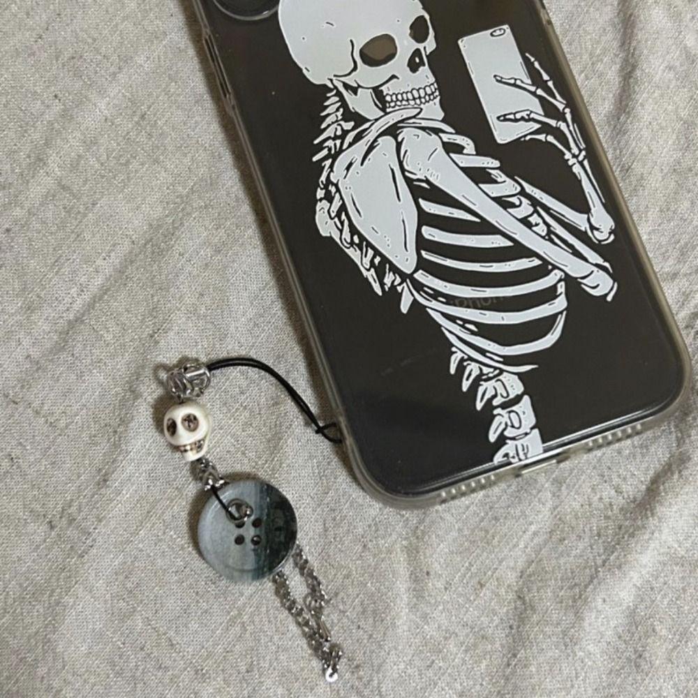 Vintage Skull Button Pendant Bag Decoration Phone Lanyards Fashion Y2K Phone Chain  Backpack