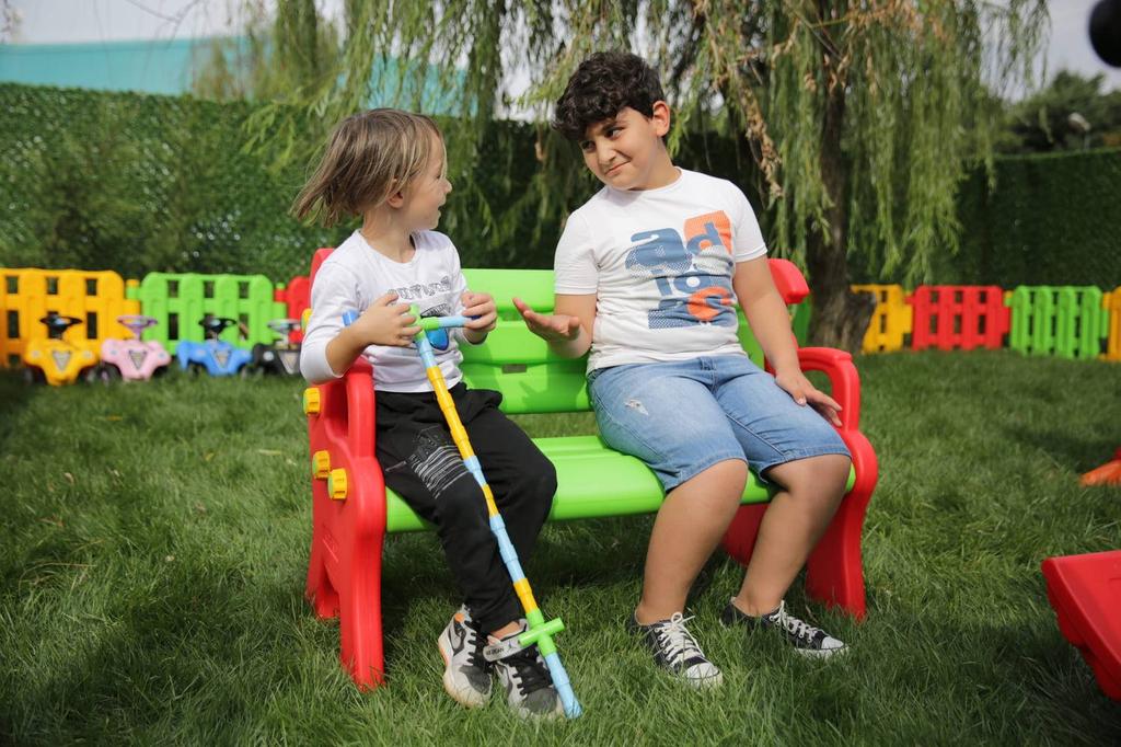 Kids Bench for Playroom Kidsroom Furniture For Childrens Game And Activity King red-green