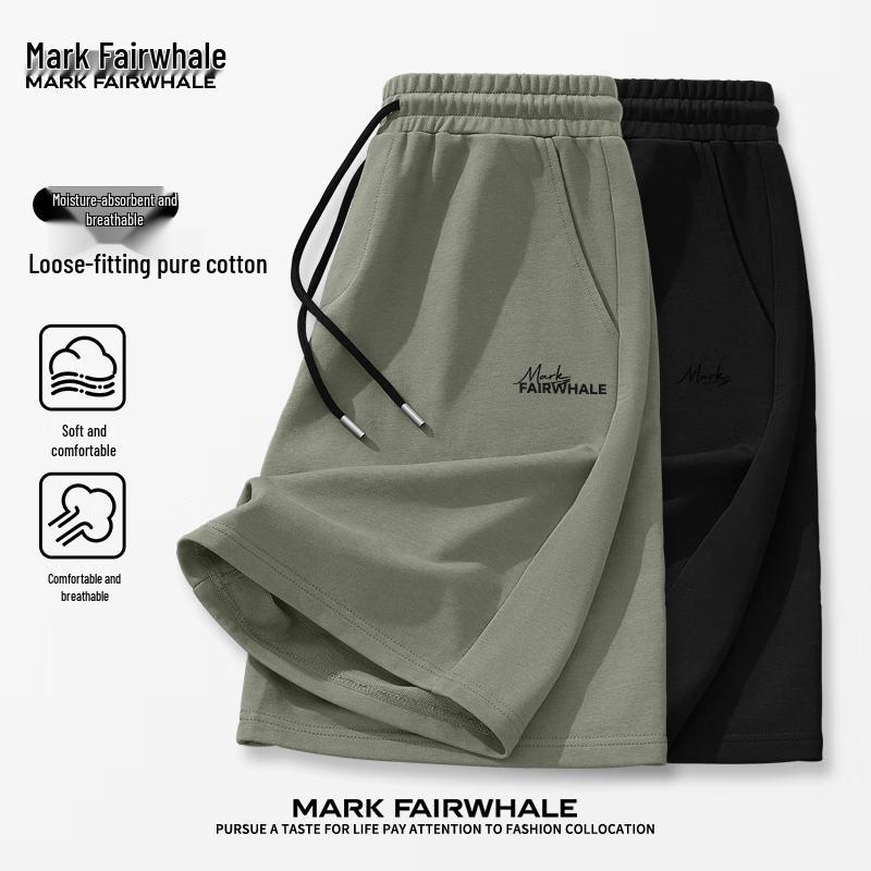 MARK FAIRWHALE Men's Pure Cotton Breathable Casual Sports Shorts