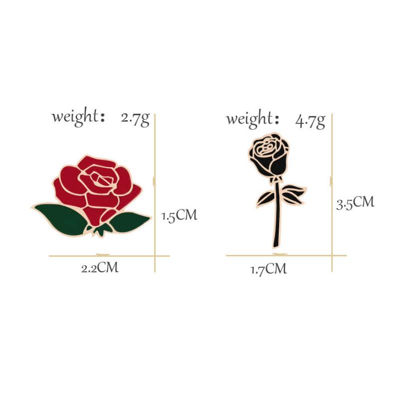 Pretty Flower Badge Red Black Rose Enamel Pins Metal Fashion Brooches Valentine's Gift For Girlfriend Backpack Lapel Hat Jewelry