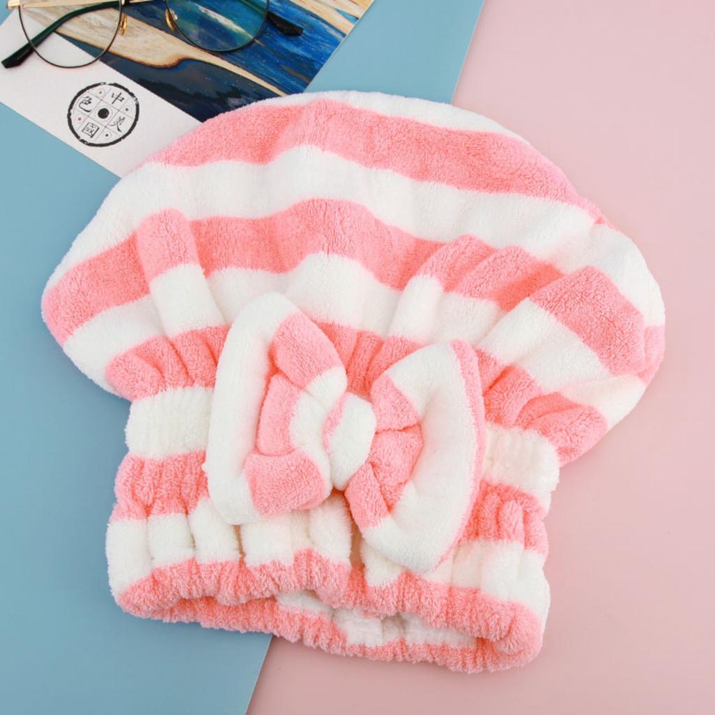 Bow Tie Dry Hair Cap Super Absorbent Quick Dry Coral Velvet Princess Shower Cap Female Thickened Dry Hair Towel Free Blow Wrapped Head Towel