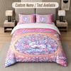 Unicorn Theme Custom Text Or Name 3Pcs Bedding Set 1 Flat Sheet & 2 Pillowcases Personalized Home Bedding