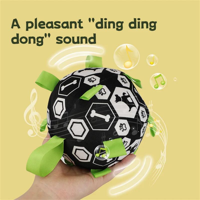 Interactive Dog Ball Toy with Bell Sound for Outdoor Play Puppy Training Football Fetch Game Chew Resistant Durable Pet
