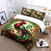 3Pcs Art Nouveau Peacock Ornate Frame Duvet Cover Set Vintage Green Floral Bird Bedding with 1 Duvet Cover 2 Pillowcases