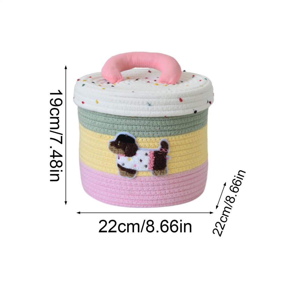

Cute Storage Bins Portable Cotton Rope Cute Bin With Lid Small Toy Box For Kids Pet Yarn Craft Sewing Knitting Laundry Room