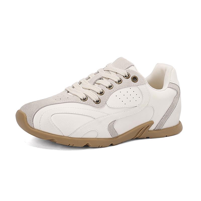 2025 autumn new cow velvet college wind moral training shoes soft waxy casual single shoes lace-up small yellow shoes confidential hair