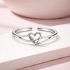 Intertwined Love Knot Heart Adjustable Open Ring –925 Sterling Silver