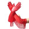 1 Paar Fransenhandschuhe Rollenspielhandschuhe Party Polyester Ballkleid Satin Lange Etikettehandschuhe