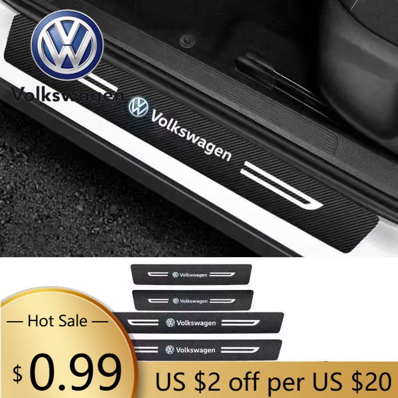 For VOLKSWAGEN VW Carbon Fiber for Volkswagen Passat Tiguan Golf Bora Jetta Sharan Magotan T3 Car Door Protector Sill Rear Trunk