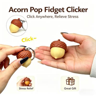 3D-gedruckte Eichel Pop Fidget Clicker Schlüsselanhänger Mechanische Tastatur Sound Stressabbau Sensorisches Spielzeug zur Angstlinderung Anhänger Geschenk