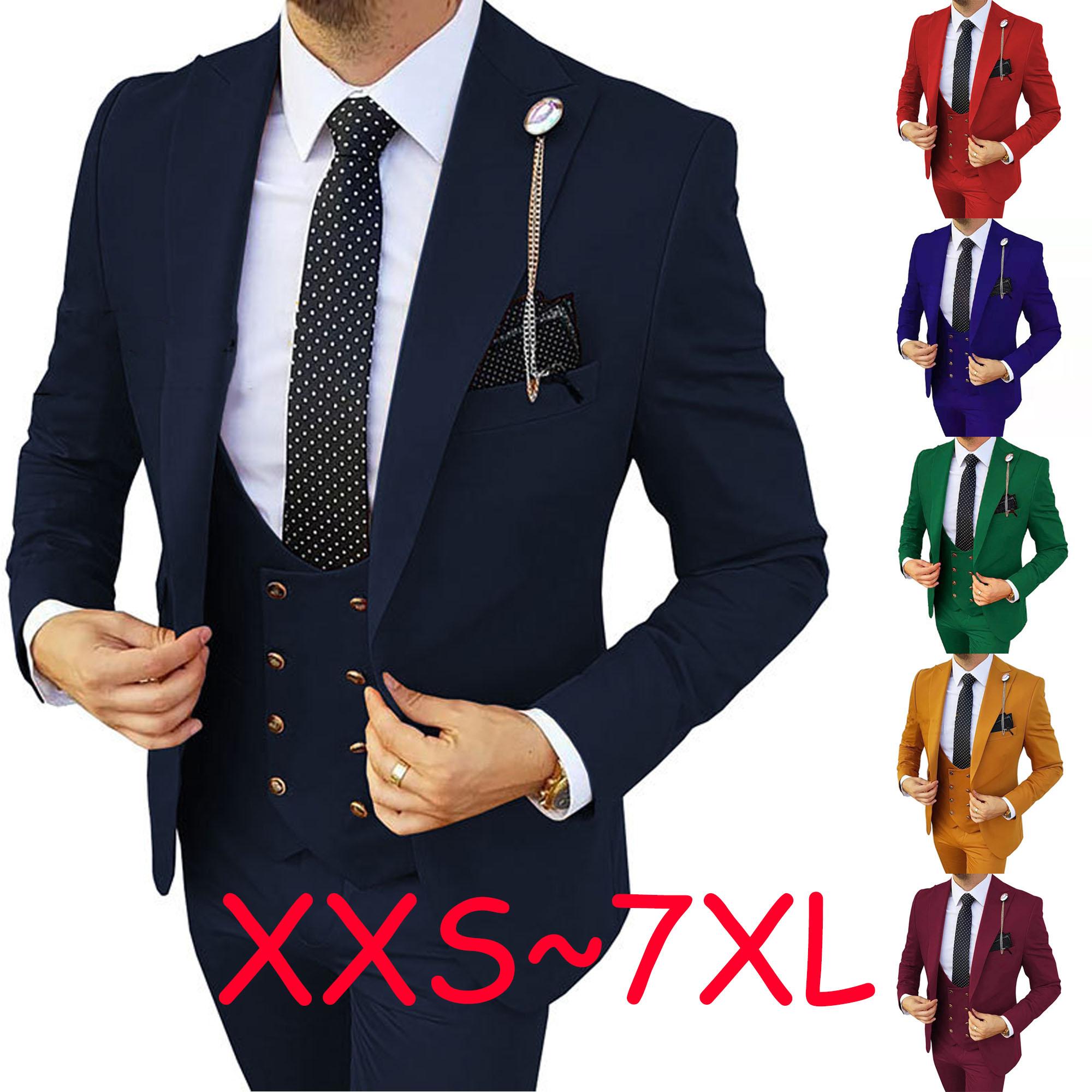 

Деловой повседневный костюм-тройка на одной пуговице XXS ~ 7XL, жених и шафер, свадебный банкет, мужской костюм больших размеров