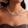 Stainless Steel Glass Bead Round Beaded Lace Necklace Medium Antique Niche Premium Necklace
