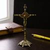 Vintage Cross Decoration Home for Shelf Statue Table Centerpiece Statues Antique Crucifix Figurine Metal Wall Decorations