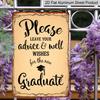 2D Flat, 1pc Vintage "Advice & Wishes for The New Graduate" Aluminium Sign - 8"x12" Rustic Graduation Party Decor, Grad Cap Guest Book Wall Art