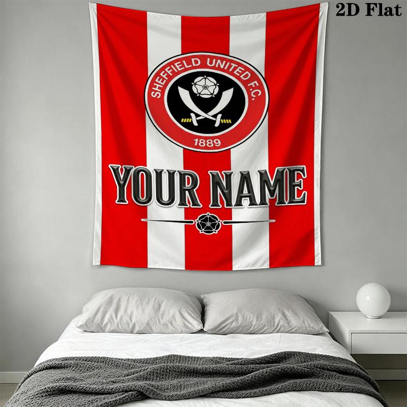 Benutzerdefinierter Name Sheffield FC Wandteppich Ästhetischer Wandbehang Bedruckter Stoffdecke Dekorative Wandteppiche für Schlafzimmer Wohnzimmer Heimdekoration