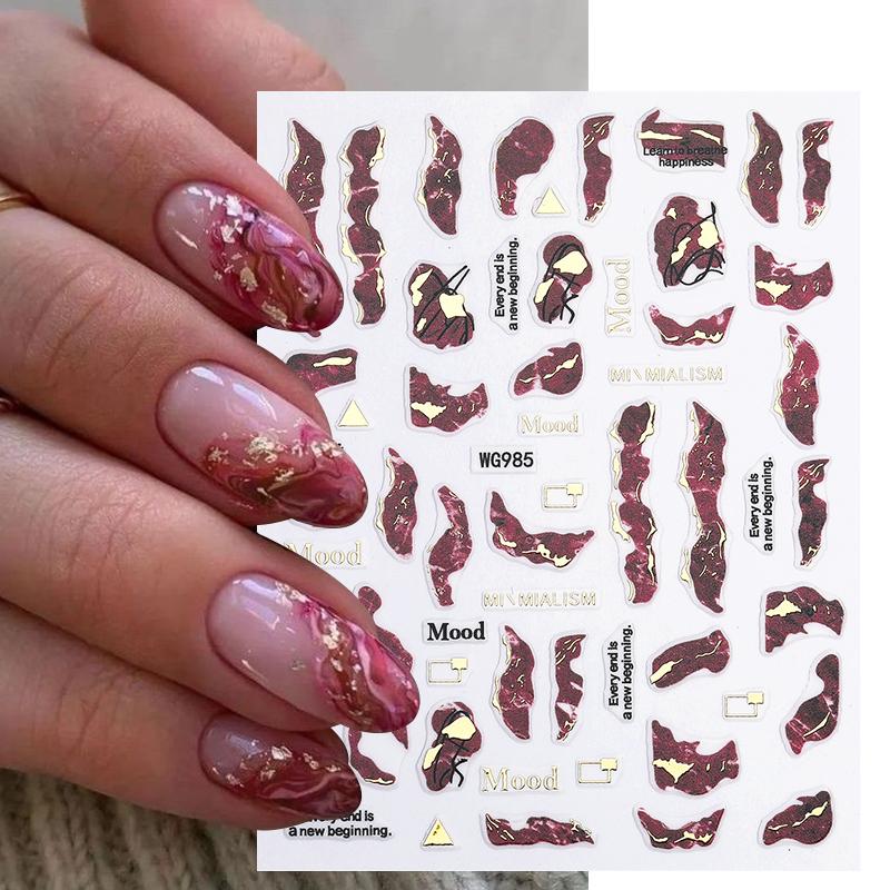 1PCS Black White Butterfly Laser Nail Stickers Nail Art Decoration Abstract Lines Bronzing Flowers Stickers For Nails
