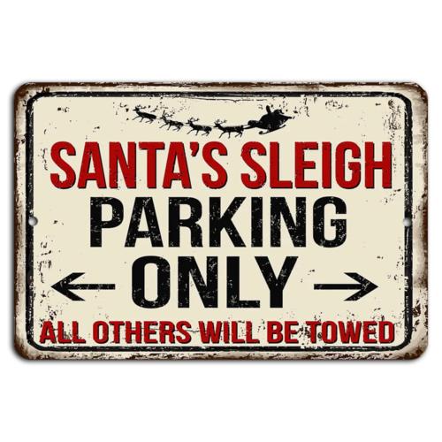 Rustic Santas Sleigh Parking Sign  Vintage Holiday DecorAluminum 20x30cm（7.8x11.8inch）