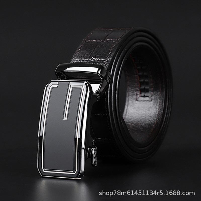 

Заводской мужской кожаный ремень с автоматической пряжкой, модная внутренняя одежда, простой универсальный ремень, повседневный деловой пояс The extended model can be customized темно-коричневого