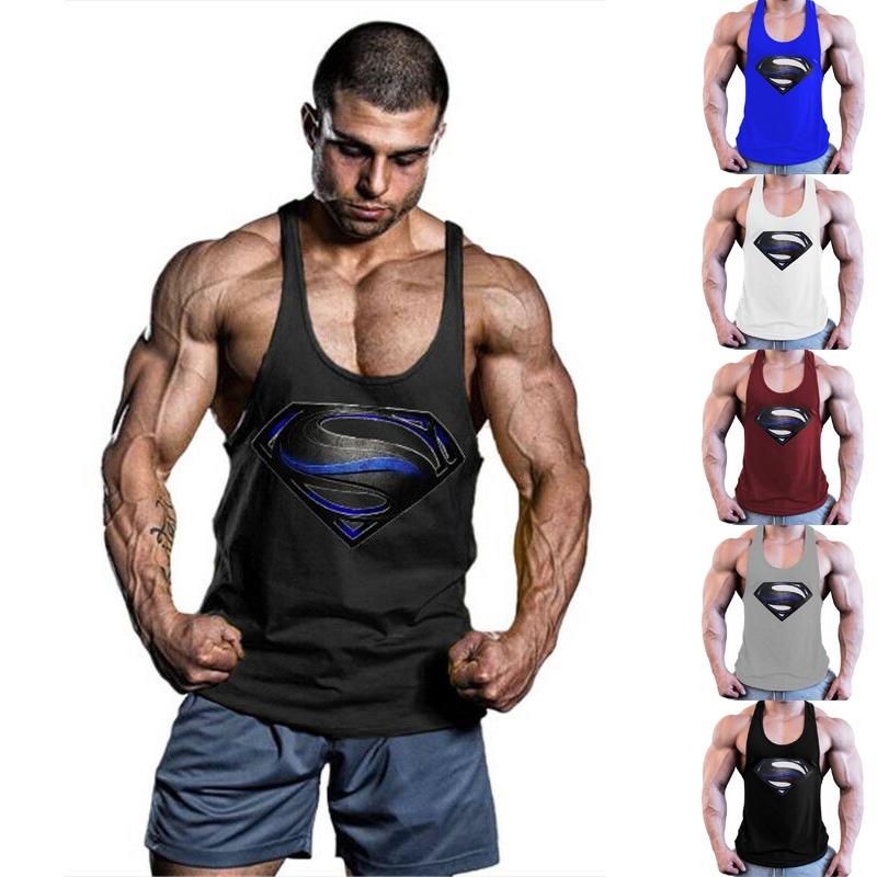 Premium Quality Men Bodybuilding Tank Top Muscle T-shirt With 3d Superman Design