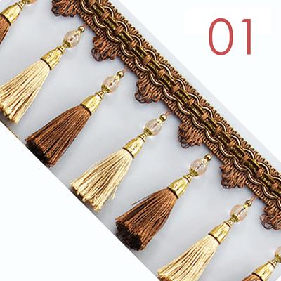 Bordo in Pizzo con Frange a Nappa Stile Europeo 3M Bordo Decorativo Accessori in Pizzo per Tende Cucito Artigianato Nastro Tenda Cuscino Tappezzeria Decorazione