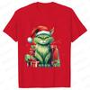 New Year Short Sleeve Tshirt Cute Cat Print Tops Fashion Xmas Unisex Tees Shirt Trend Graphic Christmas Male Oversized Clothing