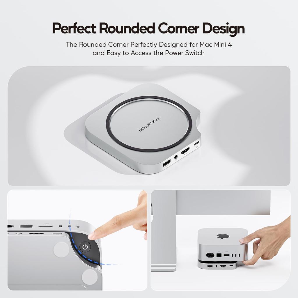 Hub USB C 9 în 1 PULWTOP pentru Mac Mini M4 Pro 2024 Accesorii pentru Expansiunea Capacității cu SSD PCIe 1 x HDMI 4K 3 x 1 x Audio 1 x la 1 x Slot pentru Card nu M4/