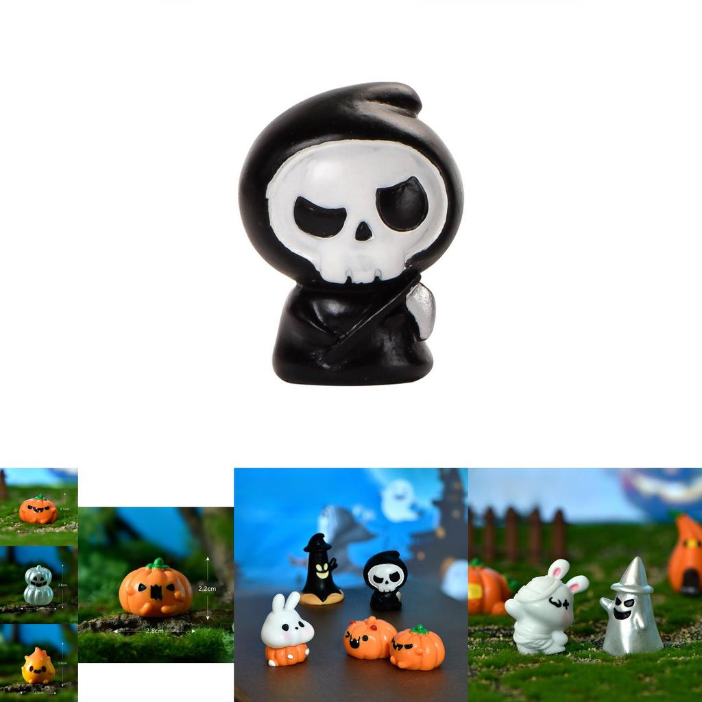 Resin Halloween Miniatures For Diy Crystal Ball Accessories Adorable Transparent Ghost And Pumpkin Decor