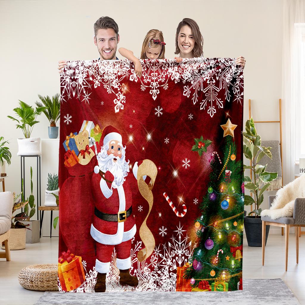 Christmas Cartoon Series Printed Blanket for Sofa Travel Camping Living Room Office Conditioning Blanket for All Seasons Gifts