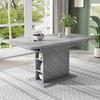 Dining Table Wood, Extendable Dining Room Tables with Storage, Rectangular Kitchen Table, Grey