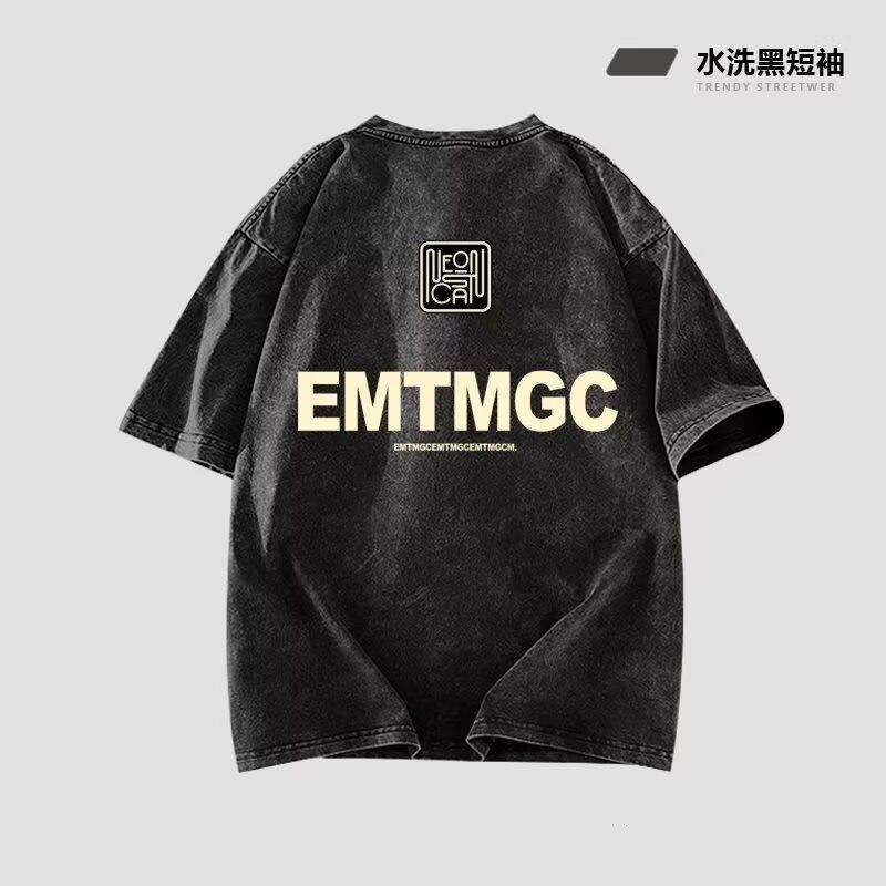 

Новая мужская футболка с коротким рукавом 2025 с круглым вырезом, с персонализированным принтом букв, с рукавом до локтя, модная, универсальная, повседневная, молодежная базовая футболка 5XL серый