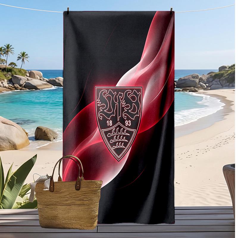 Serviette de Plage Imprimée VfB Stuttgart, Grande Serviette Douce à Séchage Rapide pour Plage Camping Natation
