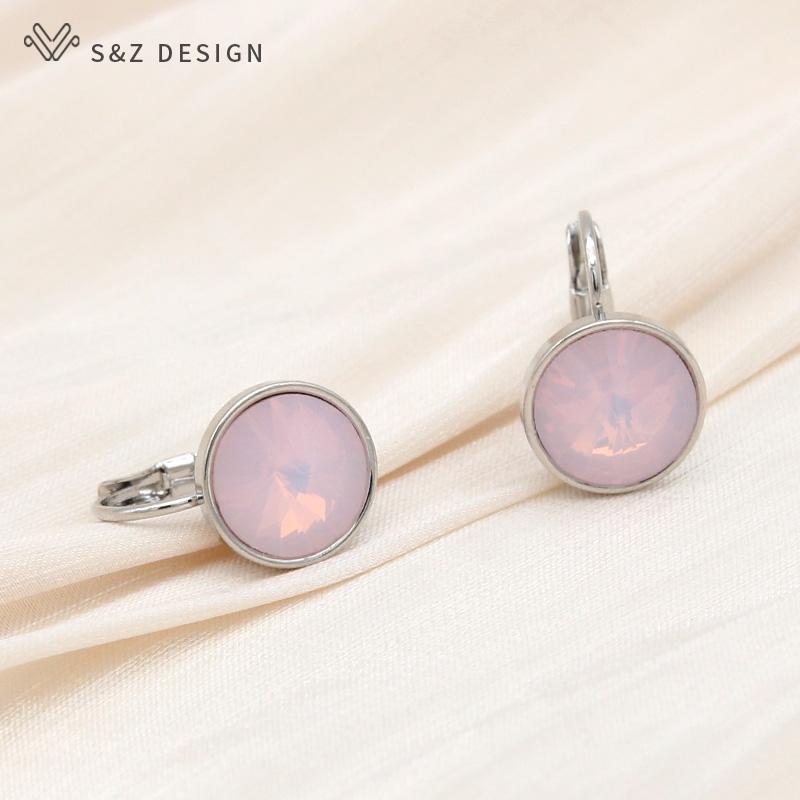 Módne okrúhle krištáľové náušnice pre ženy Svadobné Rose Gold Farba Elegantný šperk Darček Antialergické