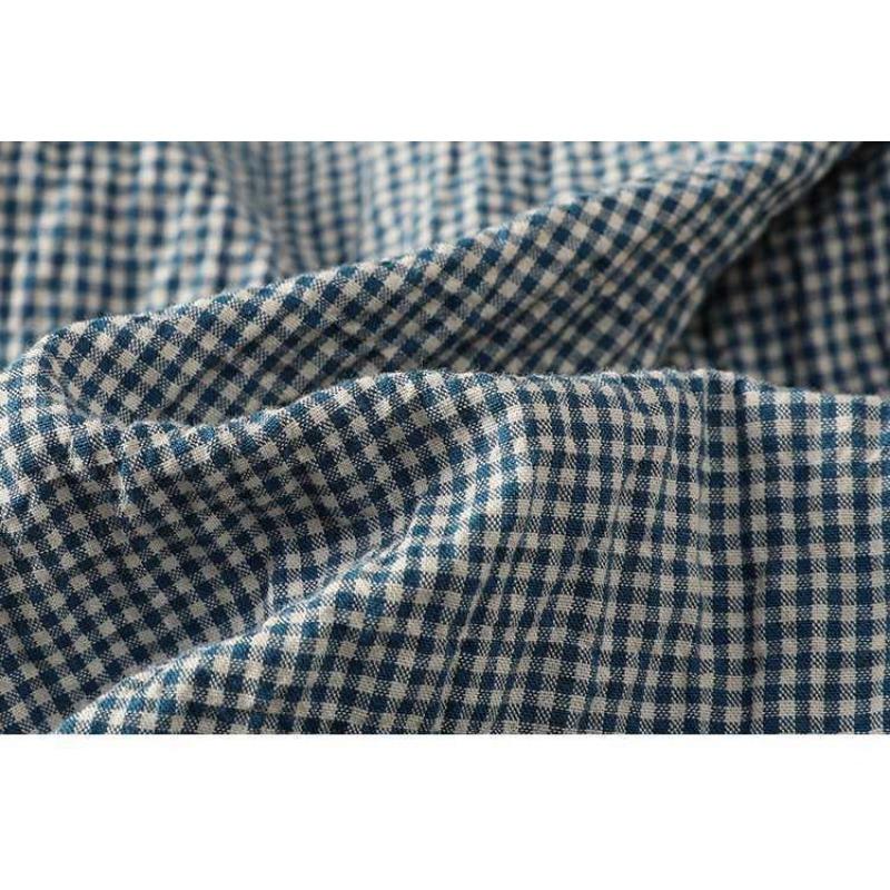 Early Spring Art Versatile Color Blocked Small Checkered Shirt Retro Small Collar Long Sleeve Checkered Top Shirt Blouses & Shirts