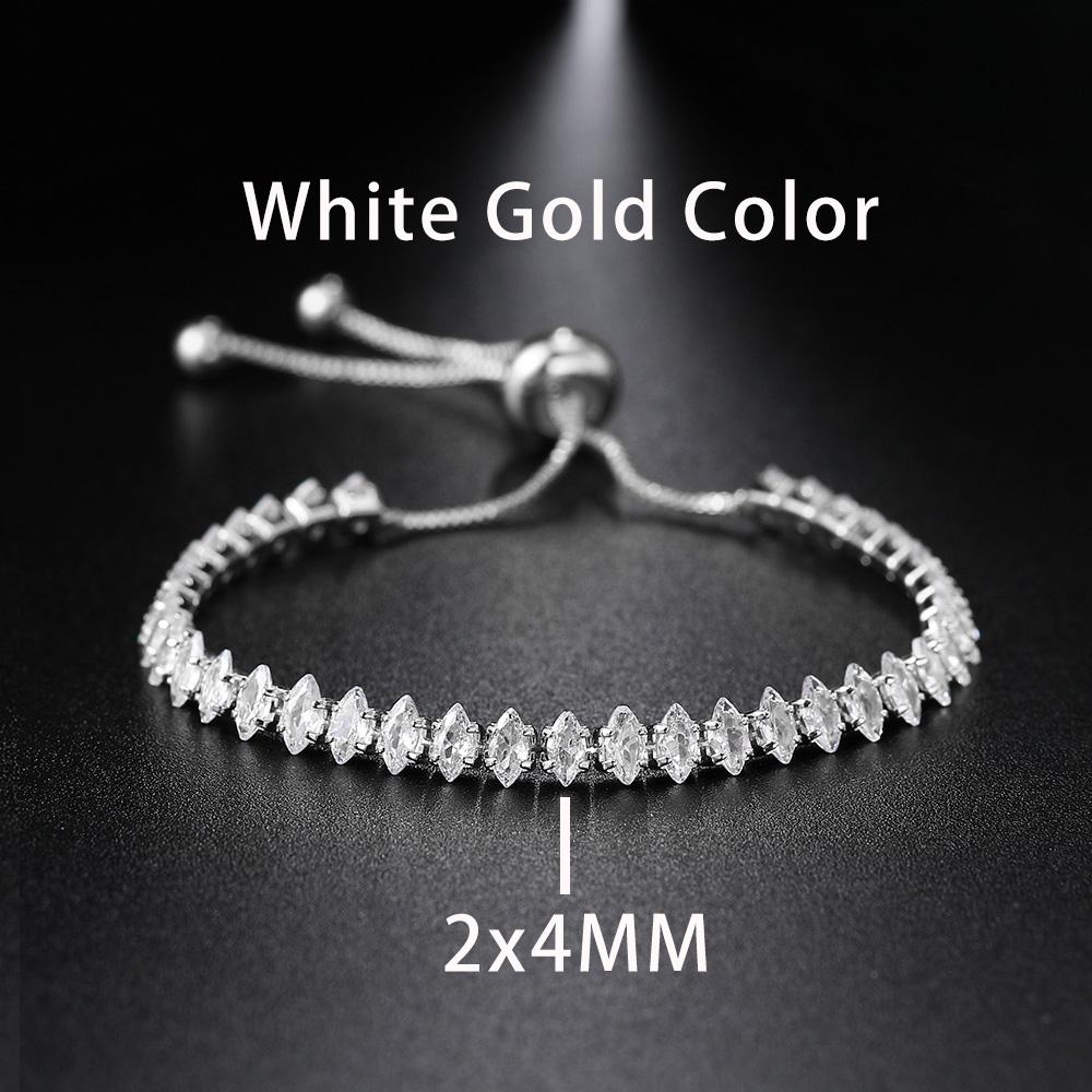 New Trendy Adjustable Oval Cut Tennis Bracelets for Women Dazzling Horse Eye Shaped Zirconia Chain on Hand Wedding Party Zircon