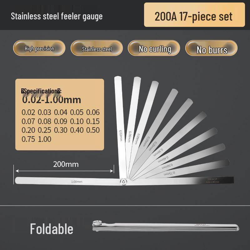Stainless Steel High Precision Feeler Gauge Set for Valve Clearance Measurement