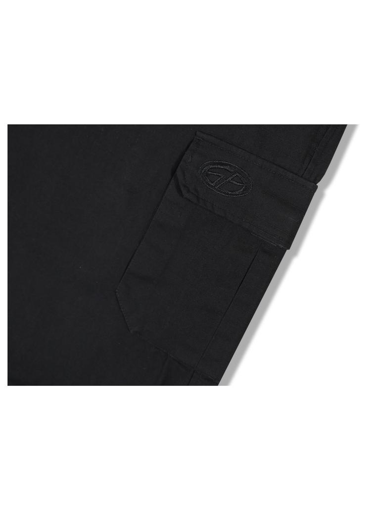 GUBIN Tail Point Cotton Cargo Pants - Black