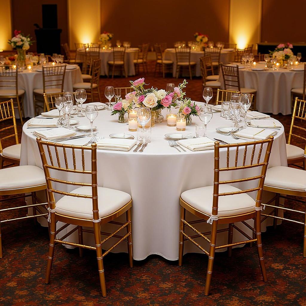 White Round Tablecloths 2 Pack, 120 Inches In Diameter, Stain- & Wrinkle- Resistant, Machine Washable Table Clothes, Polyester Fabric Table Covers for