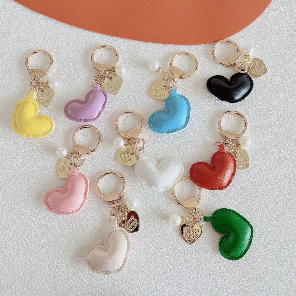 

Pearls PU Leather Hanger PU Leather Bag Pendant Multi-color Love Keychain Women синий
